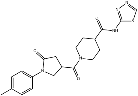 1-[1-(4-methylphenyl)-5-oxopyrrolidine-3-carbonyl]-N-(1,3,4-thiadiazol-2-yl)piperidine-4-carboxamide Structure