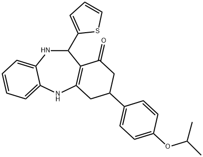 9-(4-propan-2-yloxyphenyl)-6-thiophen-2-yl-5,6,8,9,10,11-hexahydrobenzo[b][1,4]benzodiazepin-7-one 구조식 이미지