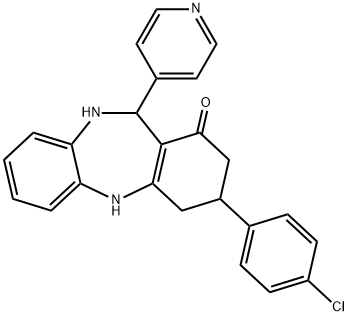 9-(4-chlorophenyl)-6-pyridin-4-yl-5,6,8,9,10,11-hexahydrobenzo[b][1,4]benzodiazepin-7-one 구조식 이미지