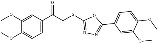 1-(3,4-dimethoxyphenyl)-2-[[5-(3,4-dimethoxyphenyl)-1,3,4-oxadiazol-2-yl]sulfanyl]ethanone 구조식 이미지