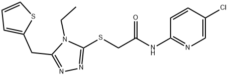 N-(5-chloropyridin-2-yl)-2-[[4-ethyl-5-(thiophen-2-ylmethyl)-1,2,4-triazol-3-yl]sulfanyl]acetamide Structure