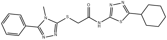 N-(5-cyclohexyl-1,3,4-thiadiazol-2-yl)-2-[(4-methyl-5-phenyl-1,2,4-triazol-3-yl)sulfanyl]acetamide Structure