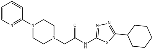 N-(5-cyclohexyl-1,3,4-thiadiazol-2-yl)-2-(4-pyridin-2-ylpiperazin-1-yl)acetamide 구조식 이미지