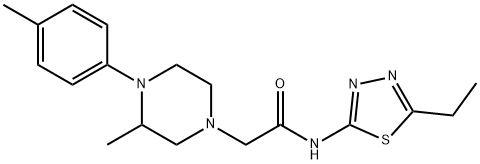 N-(5-ethyl-1,3,4-thiadiazol-2-yl)-2-[3-methyl-4-(4-methylphenyl)piperazin-1-yl]acetamide 구조식 이미지