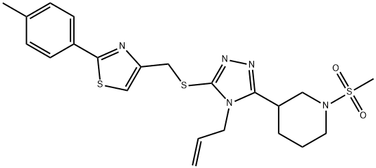 2-(4-methylphenyl)-4-[[5-(1-methylsulfonylpiperidin-3-yl)-4-prop-2-enyl-1,2,4-triazol-3-yl]sulfanylmethyl]-1,3-thiazole 구조식 이미지