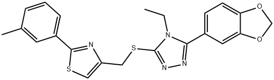 4-[[5-(1,3-benzodioxol-5-yl)-4-ethyl-1,2,4-triazol-3-yl]sulfanylmethyl]-2-(3-methylphenyl)-1,3-thiazole Structure
