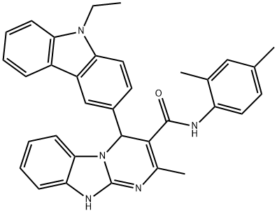 N-(2,4-dimethylphenyl)-4-(9-ethylcarbazol-3-yl)-2-methyl-1,4-dihydropyrimido[1,2-a]benzimidazole-3-carboxamide 구조식 이미지