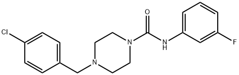 4-[(4-chlorophenyl)methyl]-N-(3-fluorophenyl)piperazine-1-carboxamide 구조식 이미지