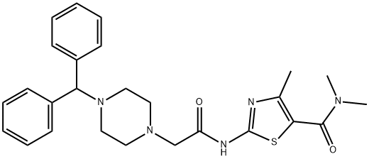 2-[[2-(4-benzhydrylpiperazin-1-yl)acetyl]amino]-N,N,4-trimethyl-1,3-thiazole-5-carboxamide 구조식 이미지