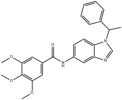 3,4,5-trimethoxy-N-[1-(1-phenylethyl)benzimidazol-5-yl]benzamide Structure