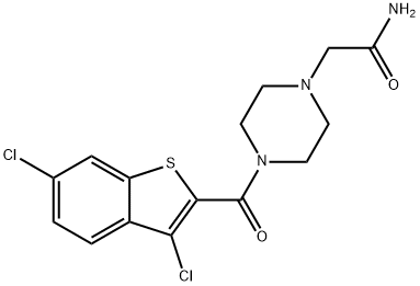 2-[4-(3,6-dichloro-1-benzothiophene-2-carbonyl)piperazin-1-yl]acetamide 구조식 이미지