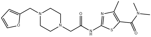 2-[[2-[4-(furan-2-ylmethyl)piperazin-1-yl]acetyl]amino]-N,N,4-trimethyl-1,3-thiazole-5-carboxamide 구조식 이미지