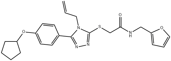 2-[[5-(4-cyclopentyloxyphenyl)-4-prop-2-enyl-1,2,4-triazol-3-yl]sulfanyl]-N-(furan-2-ylmethyl)acetamide Structure