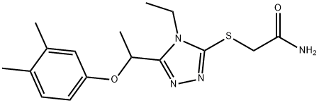 2-[[5-[1-(3,4-dimethylphenoxy)ethyl]-4-ethyl-1,2,4-triazol-3-yl]sulfanyl]acetamide 구조식 이미지