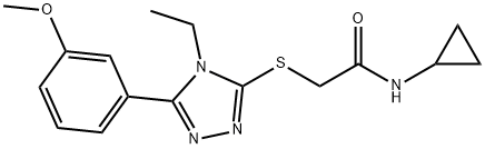 N-cyclopropyl-2-[[4-ethyl-5-(3-methoxyphenyl)-1,2,4-triazol-3-yl]sulfanyl]acetamide Structure
