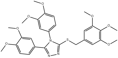 3,4-bis(3,4-dimethoxyphenyl)-5-[(3,4,5-trimethoxyphenyl)methylsulfanyl]-1,2,4-triazole 구조식 이미지