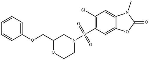 5-chloro-3-methyl-6-[2-(phenoxymethyl)morpholin-4-yl]sulfonyl-1,3-benzoxazol-2-one Structure