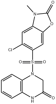 5-chloro-3-methyl-6-[(3-oxo-2,4-dihydroquinoxalin-1-yl)sulfonyl]-1,3-benzoxazol-2-one Structure