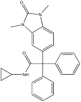 N-cyclopropyl-2-(1,3-dimethyl-2-oxobenzimidazol-5-yl)-2,2-diphenylacetamide 구조식 이미지