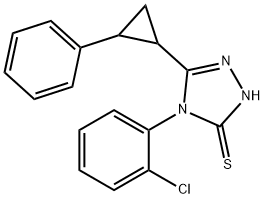 4-(2-chlorophenyl)-3-(2-phenylcyclopropyl)-1H-1,2,4-triazole-5-thione 구조식 이미지