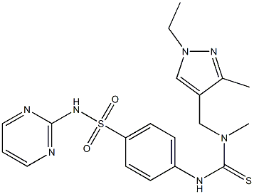 1-[(1-ethyl-3-methylpyrazol-4-yl)methyl]-1-methyl-3-[4-(pyrimidin-2-ylsulfamoyl)phenyl]thiourea 구조식 이미지