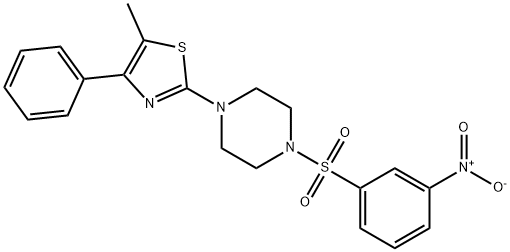 5-methyl-2-[4-(3-nitrophenyl)sulfonylpiperazin-1-yl]-4-phenyl-1,3-thiazole 구조식 이미지