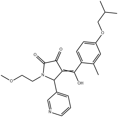 (4E)-4-[hydroxy-[2-methyl-4-(2-methylpropoxy)phenyl]methylidene]-1-(2-methoxyethyl)-5-pyridin-3-ylpyrrolidine-2,3-dione Structure
