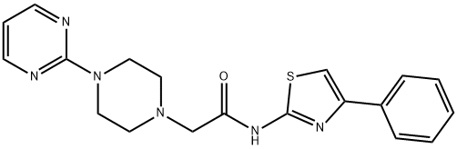 N-(4-phenyl-1,3-thiazol-2-yl)-2-(4-pyrimidin-2-ylpiperazin-1-yl)acetamide 구조식 이미지