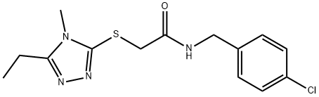 N-[(4-chlorophenyl)methyl]-2-[(5-ethyl-4-methyl-1,2,4-triazol-3-yl)sulfanyl]acetamide 구조식 이미지