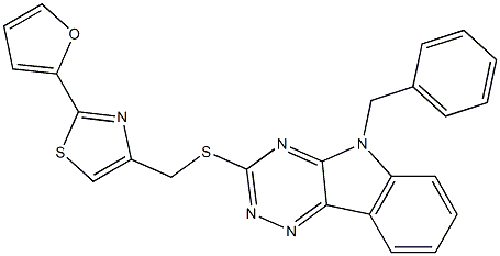 4-[(5-benzyl-[1,2,4]triazino[5,6-b]indol-3-yl)sulfanylmethyl]-2-(furan-2-yl)-1,3-thiazole 구조식 이미지