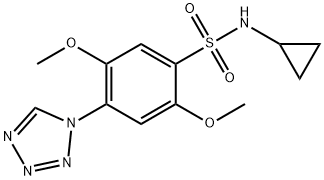 N-cyclopropyl-2,5-dimethoxy-4-(tetrazol-1-yl)benzenesulfonamide 구조식 이미지