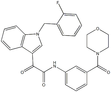 2-[1-[(2-fluorophenyl)methyl]indol-3-yl]-N-[3-(morpholine-4-carbonyl)phenyl]-2-oxoacetamide 구조식 이미지