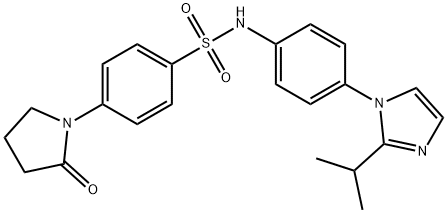 4-(2-oxopyrrolidin-1-yl)-N-[4-(2-propan-2-ylimidazol-1-yl)phenyl]benzenesulfonamide Structure