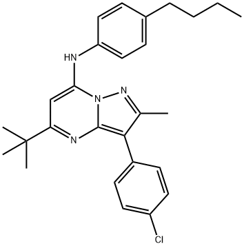 5-tert-butyl-N-(4-butylphenyl)-3-(4-chlorophenyl)-2-methylpyrazolo[1,5-a]pyrimidin-7-amine 구조식 이미지