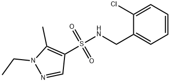 N-[(2-chlorophenyl)methyl]-1-ethyl-5-methylpyrazole-4-sulfonamide 구조식 이미지