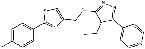 4-[(4-ethyl-5-pyridin-4-yl-1,2,4-triazol-3-yl)sulfanylmethyl]-2-(4-methylphenyl)-1,3-thiazole 구조식 이미지