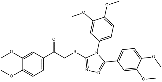 2-[[4,5-bis(3,4-dimethoxyphenyl)-1,2,4-triazol-3-yl]sulfanyl]-1-(3,4-dimethoxyphenyl)ethanone 구조식 이미지