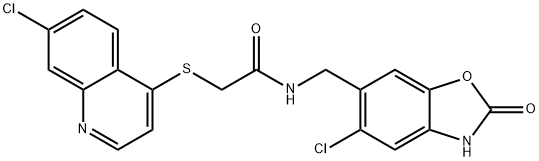 N-[(5-chloro-2-oxo-3H-1,3-benzoxazol-6-yl)methyl]-2-(7-chloroquinolin-4-yl)sulfanylacetamide Structure