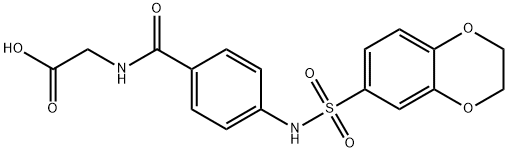 2-[[4-(2,3-dihydro-1,4-benzodioxin-6-ylsulfonylamino)benzoyl]amino]acetic acid 구조식 이미지