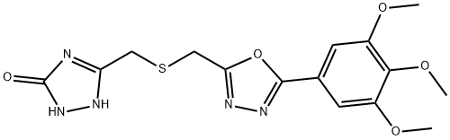5-[[5-(3,4,5-trimethoxyphenyl)-1,3,4-oxadiazol-2-yl]methylsulfanylmethyl]-1,2-dihydro-1,2,4-triazol-3-one 구조식 이미지