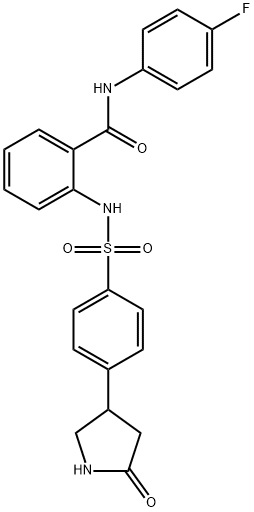 N-(4-fluorophenyl)-2-[[4-(5-oxopyrrolidin-3-yl)phenyl]sulfonylamino]benzamide 구조식 이미지
