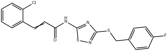 (E)-3-(2-chlorophenyl)-N-[3-[(4-fluorophenyl)methylsulfanyl]-1,2,4-thiadiazol-5-yl]prop-2-enamide 구조식 이미지