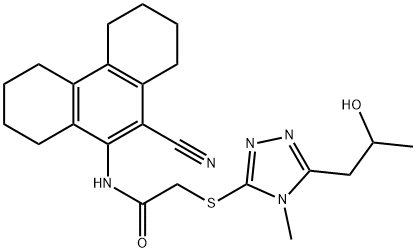 N-(10-cyano-1,2,3,4,5,6,7,8-octahydrophenanthren-9-yl)-2-[[5-(2-hydroxypropyl)-4-methyl-1,2,4-triazol-3-yl]sulfanyl]acetamide 구조식 이미지