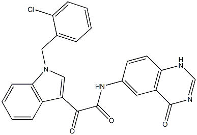 2-[1-[(2-chlorophenyl)methyl]indol-3-yl]-2-oxo-N-(4-oxo-1H-quinazolin-6-yl)acetamide Structure