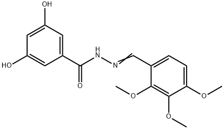 3,5-dihydroxy-N-[(E)-(2,3,4-trimethoxyphenyl)methylideneamino]benzamide Structure