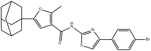 5-(1-adamantyl)-N-[4-(4-bromophenyl)-1,3-thiazol-2-yl]-2-methylfuran-3-carboxamide 구조식 이미지