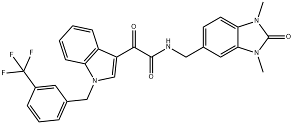 N-[(1,3-dimethyl-2-oxobenzimidazol-5-yl)methyl]-2-oxo-2-[1-[[3-(trifluoromethyl)phenyl]methyl]indol-3-yl]acetamide Structure