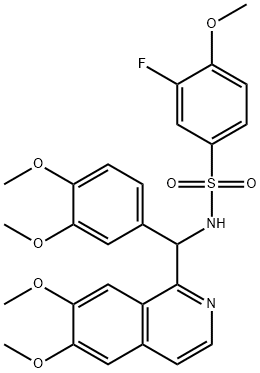 N-[(6,7-dimethoxyisoquinolin-1-yl)-(3,4-dimethoxyphenyl)methyl]-3-fluoro-4-methoxybenzenesulfonamide 구조식 이미지