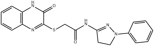 2-[(3-oxo-4H-quinoxalin-2-yl)sulfanyl]-N-(2-phenyl-3,4-dihydropyrazol-5-yl)acetamide 구조식 이미지