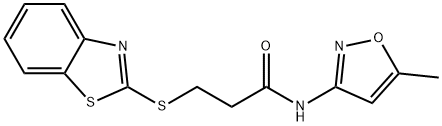 3-(1,3-benzothiazol-2-ylsulfanyl)-N-(5-methyl-1,2-oxazol-3-yl)propanamide 구조식 이미지